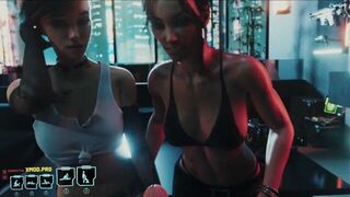 Cyberpunk 2077 Porno, где Джуди Альварес и Панам Палмер трахают член похотливого транссексуала - POV Futa 3some порно